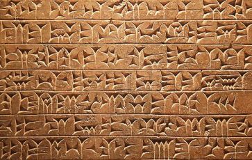 Cuneiform writing of the ancient Sumerian or Assyrian civilization in Iraq